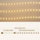 Magical 20M Warm White LED Christmas Rope Lights with 600 Bulbs for Festive Decor - Front View