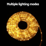 Magical 20M Warm White LED Christmas Rope Lights with 600 Bulbs for Festive Decor - 45-Degree Angle