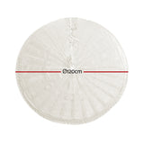 Jingle Jollys Christmas Tree Skirt 120cm Knitted Xmas Tree Ornaments Decor Beige - Front View