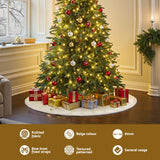 Jingle Jollys Christmas Tree Skirt 90cm Knitted Fabric Xmas Ornament Decor Beige - Top-Down View