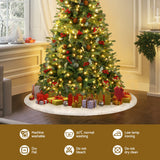 Jingle Jollys Christmas Tree Skirt 90cm Plush Xmas Fluffy Ornaments Decor White - Top-Down View