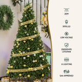 Jingle Jollys 20M Christmas Lights Fairy Ribbon Light 200 LED Xmas Decor Golden - Top-Down View