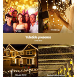 100M Christmas Lights String Fairy Light 500 LED Warm White Jingle Jollys - Low Angle