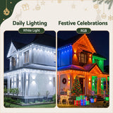 Jingle Jollys 30M Christmas Permanent Outdoor Lights Smart Eaves String App Control Decoration 72LED - Side View