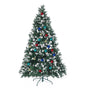 7Ft 210cm Snowy Xmas Tree Pine Cone Decor + Bauble Balls