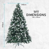7Ft 210cm Snowy Xmas Tree Pine Cone Decor