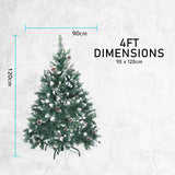 4Ft 120cm Snowy Xmas Tree Pine Cone Decor + Bauble Balls - Extra Image