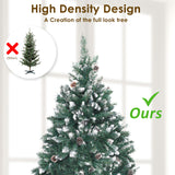 4Ft 120cm Snowy Xmas Tree Pine Cone Decor