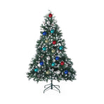 5Ft 150cm Snowy Xmas Tree Pine Cone Decor + Bauble Balls