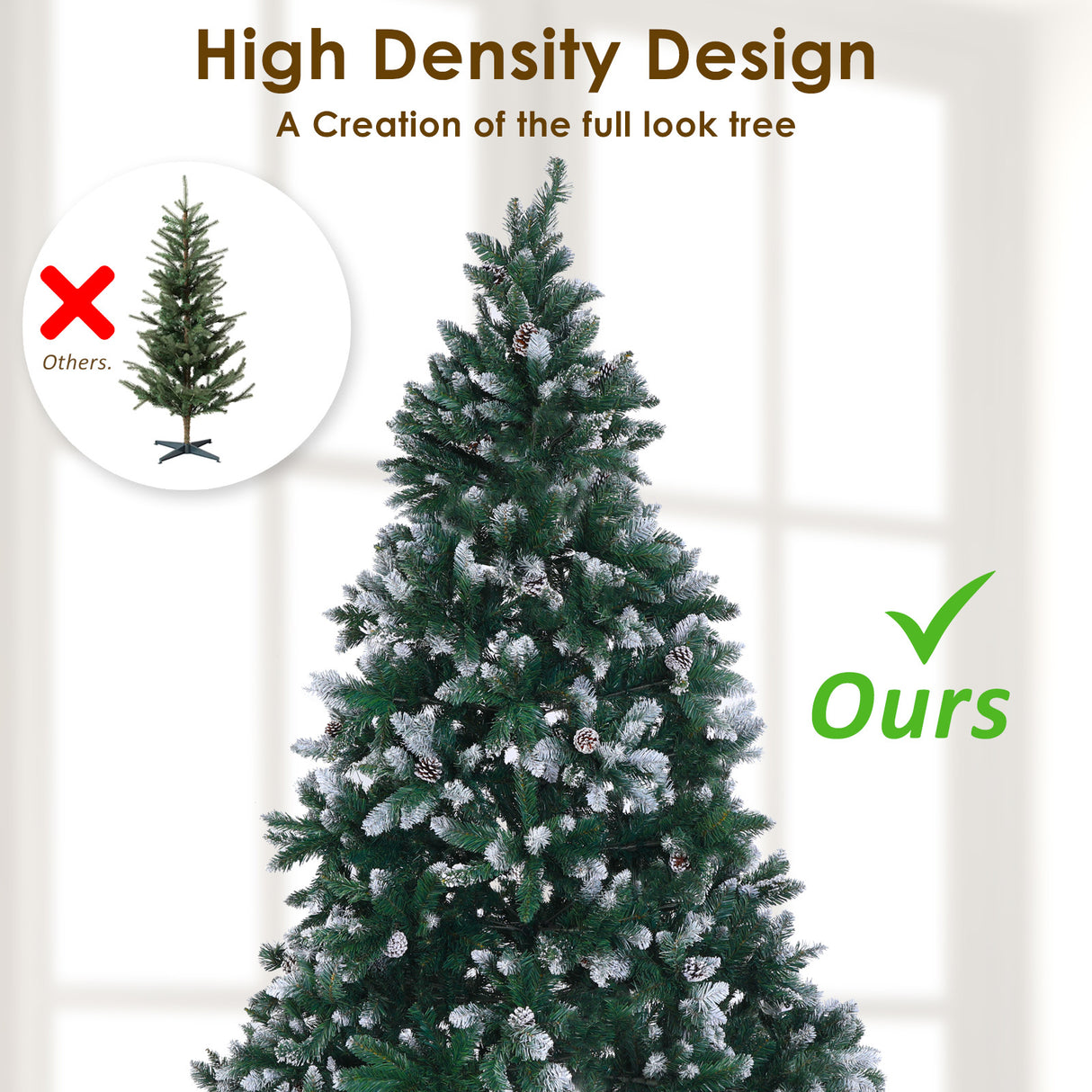 5Ft 150cm Snowy Xmas Tree Pine Cone Decor