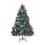 6Ft 180cm Snowy Xmas Tree Pine Cone Decor + Bauble Balls