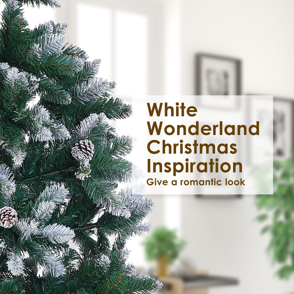 6Ft 180cm Snowy Xmas Tree Pine Cone Decor + Bauble Balls
