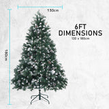 6Ft 180cm Snowy Xmas Tree Pine Cone Decor - Extra Image