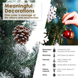 6Ft 180cm Snowy Xmas Tree Pine Cone Decor - Extra Image