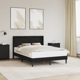Bed Frame with LED Strip Lights Black 153 x 203 cm Faux Leather - Side View