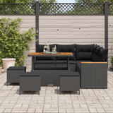 Garden Sofa Set with Cushion with Storage Black Poly rattan - Side View