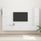 TV Cabinet Set 8 pcs White Engineered Wood - Side View