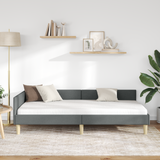 Corner Bed Frame with Headboard Dark Grey 90 x 190 cm Fabric