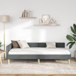 Corner Bed Frame with Headboard Dark Grey 90 x 190 cm Fabric