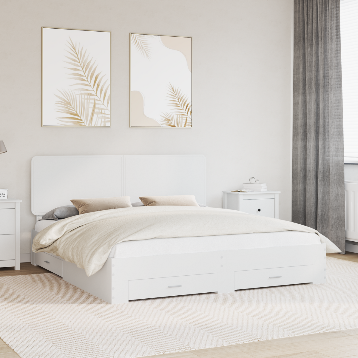 Bed Frame with Drawer White 180 x 200 cm Engineered Wood