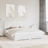 Bed Frame with Drawer White 180 x 200 cm Engineered Wood - Front View