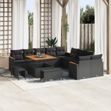Garden Sofa Set with Cushion 13 pcs Black Poly Rattan