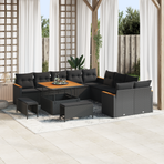 Garden Sofa Set 13 pcs 12-Seater Black Poly Rattan, image 2
