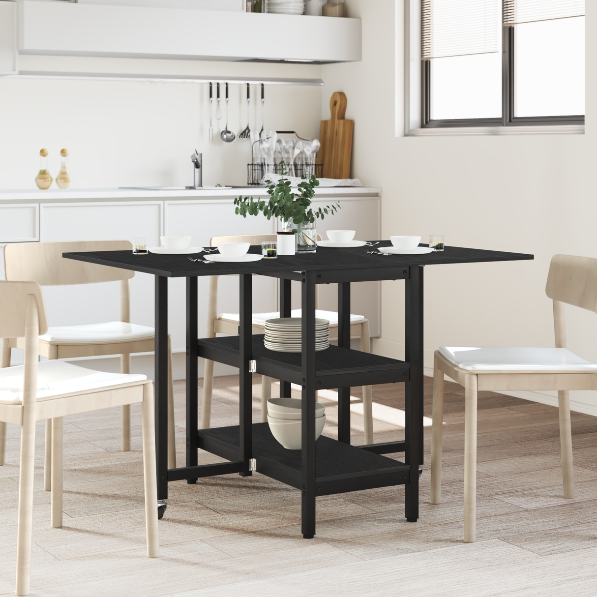 Dinning Table 122 x 80 x 76.5 cm Engineered Wood Black Oak
