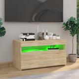 TV Cabinet with LED Lights Sonoma Oak 75x35x40 cm - Top-Down View