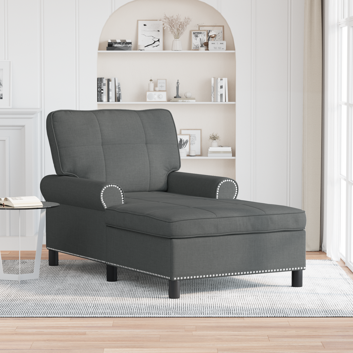Lounge Chair with Cushion Dark Grey 91 x 157 x 91 cm Fabric