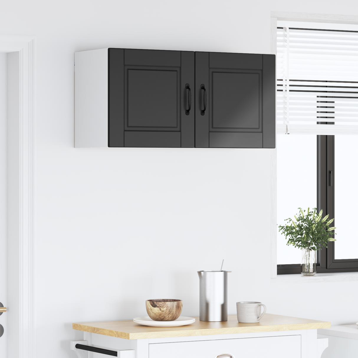 Wall Cabinet PORTO Black 80 x 31 x 40 cm Engineered Wood