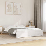 Bed Frame without Mattress White Solid Wood 135x190 cm - Front View