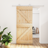 Sliding Door Natural and White 90 x 210 cm Solid Pine Wood