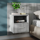Wall-mounted Bedside Cabinet Grey Sonoma - Front View