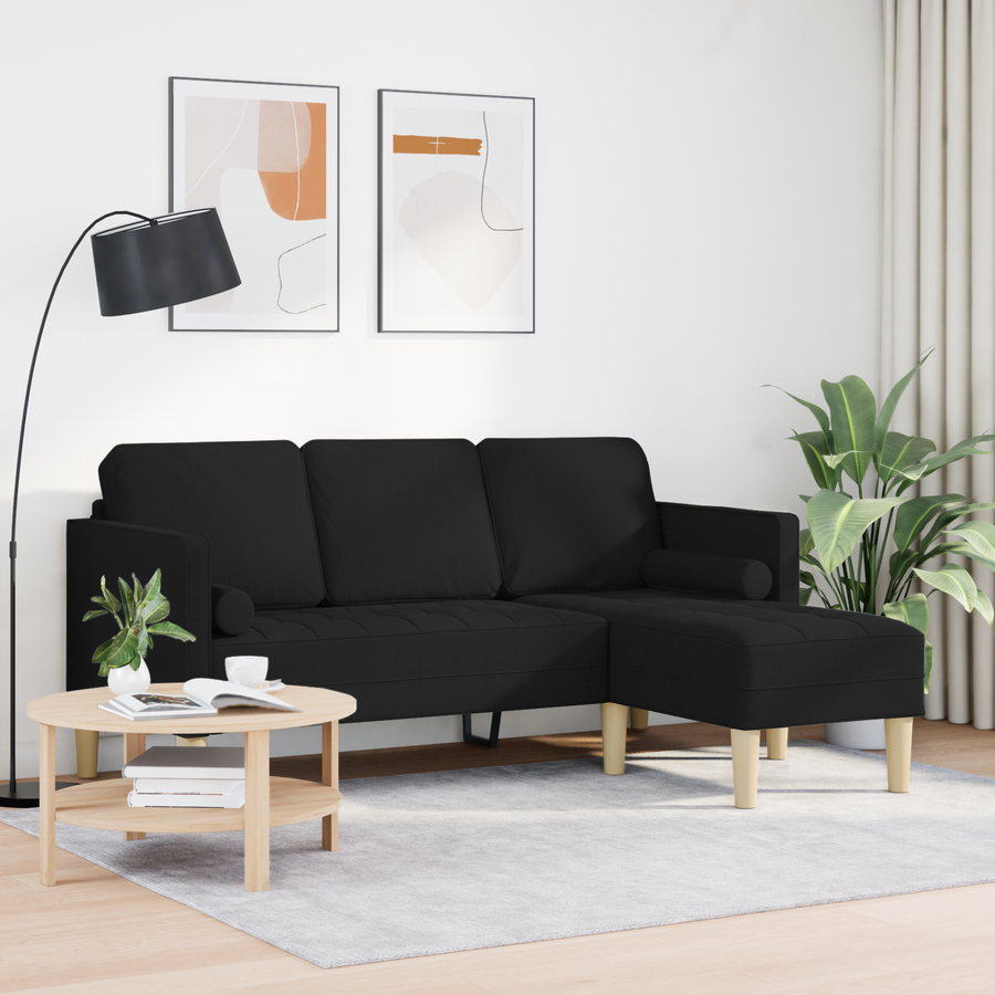 Sofa Set Black 173 x 131 x 67 cm Polyester