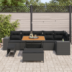 Garden Sofa Set 9 pcs 6-Seater Black Poly Rattan
