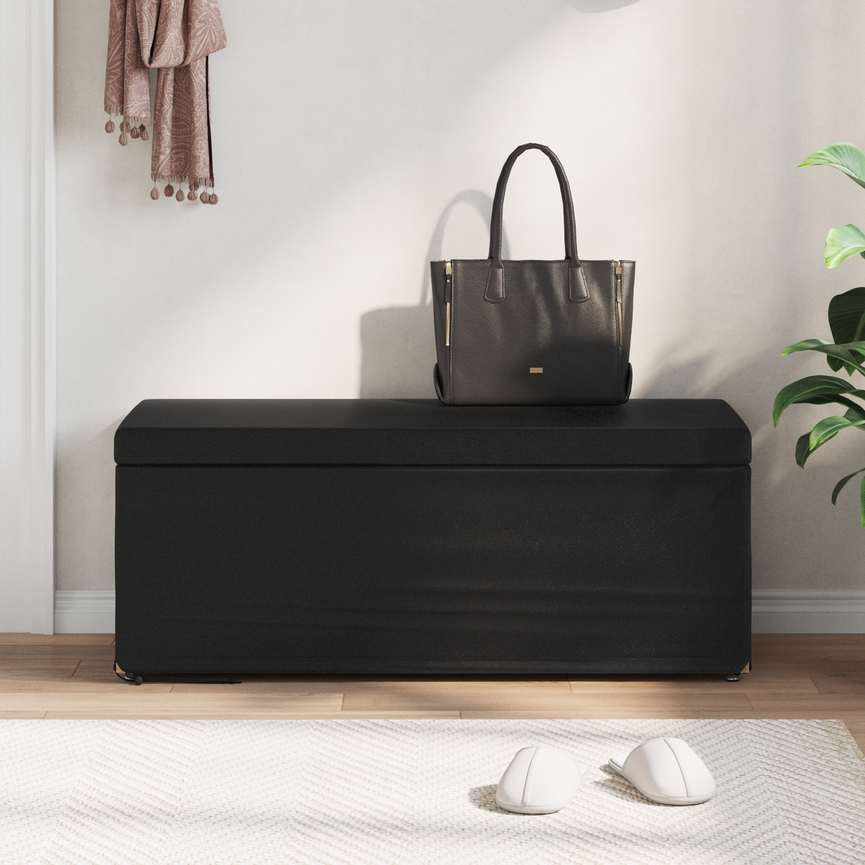 Stool Black 101 x 41 x 40 cm Faux Leather and Engineered Wood