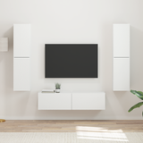 TV Cabinet Set 6 pcs White Engineered Wood - Side View