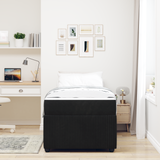 Bed Frame with Mattress Black 90 x 190 cm Fabric - Side View