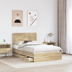 Bed Frame with Drawer Sonoma Oak 135 x 190 cm Engineered Wood