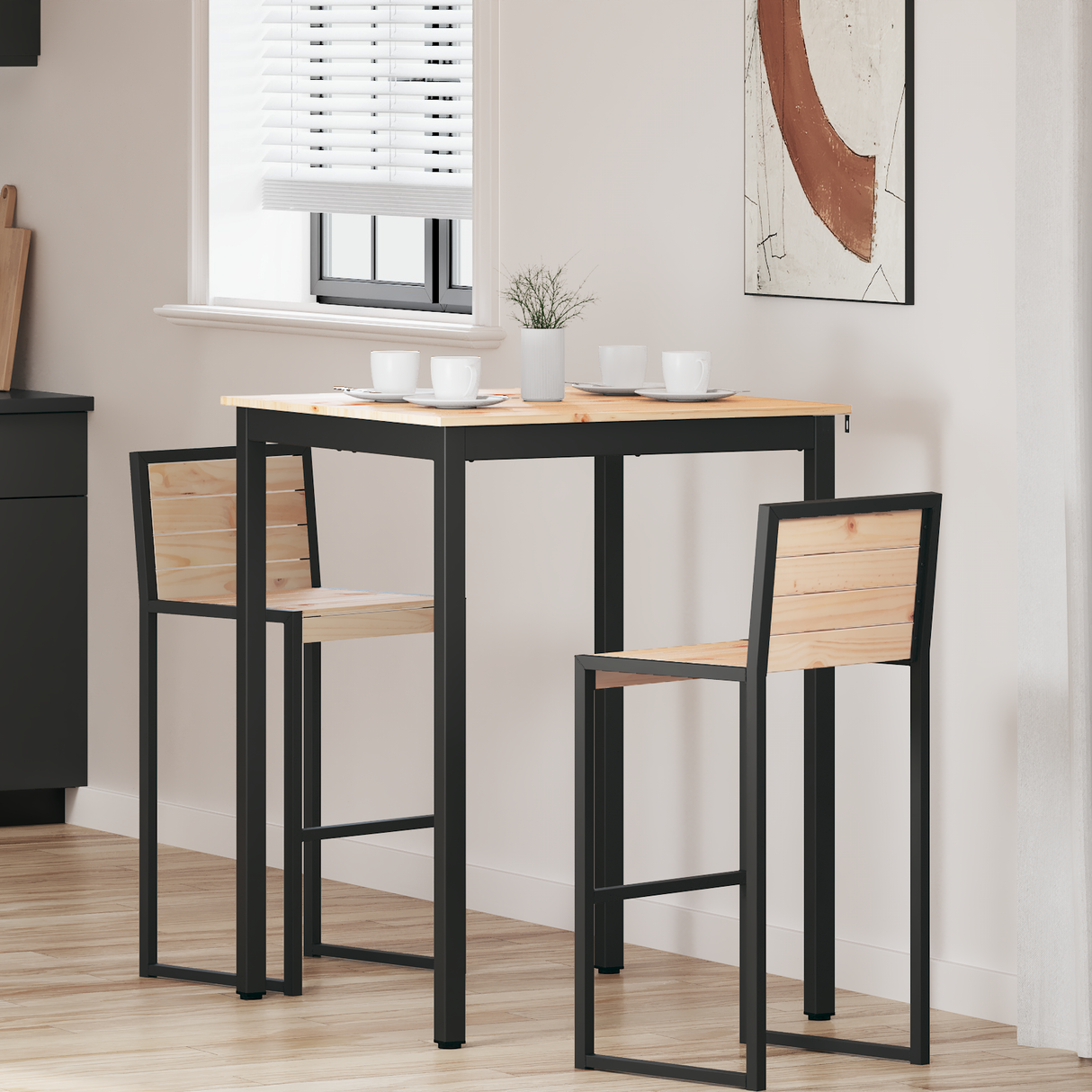 Bar Table Natural 80 x 80 x 105 cm Solid Pine Wood