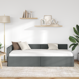 Corner Bed Frame with Headboard Dark Grey 90 cm x 190 cm Fabric - Side View