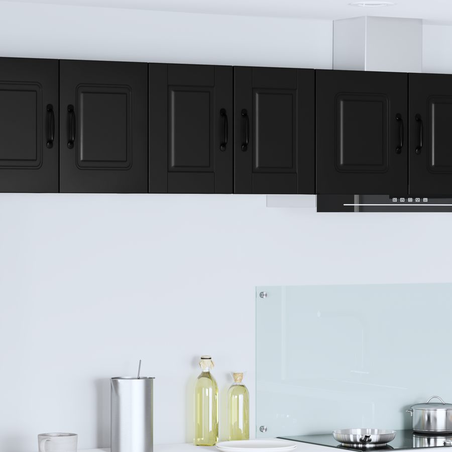 Wall Cabinet PORTO 2 pcs Black Engineered Wood