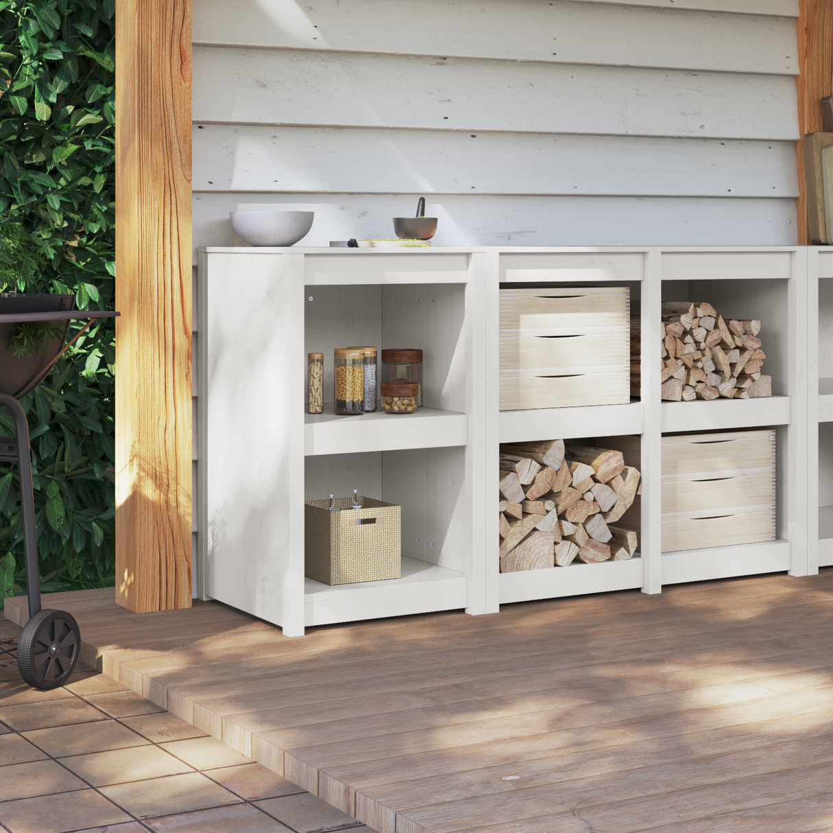 Kitchen Cabinet MEPPEL White 55 x 55 x 92 cm Solid Pine Wood