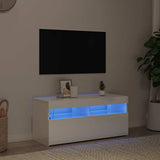 TV Cabinet with LED Lights High Gloss White 90x35x40 cm