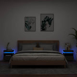 Bedside Cabinets with LED Lights 2 pcs Black 40x39x48.5 cm - Front View