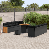Garden Sofa Set with Cushion 12 pcs Black Poly Rattan - Side View
