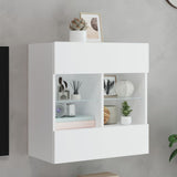 TV Wall Cabinet with LED Lights White 58.5x30x60.5 cm - Front View