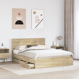 Bed Frame with Drawer Sonoma Oak 150 x 200 cm Engineered Wood - Side View