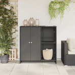 Storage Cabinet with Shelf Black 100 x 36 x 102 cm Rattan